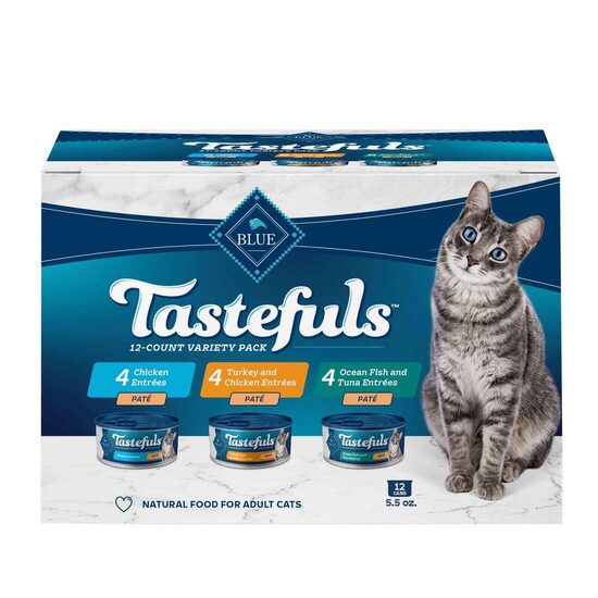 Blue Buffalo Tastefuls - Pâté de Nourriture Humide pour Chat - Pack Varié (Poulet, Dinde & Poulet, Poisson de l’Océan & Thon)